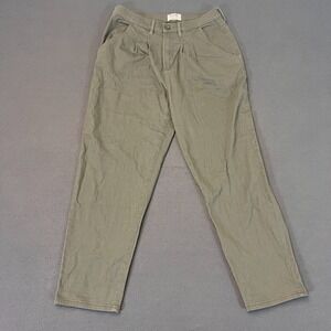 A.C.W. Women's Green Jeans Size 7 Pleated Olive Cotton Slash‎ Pocket Slack Work